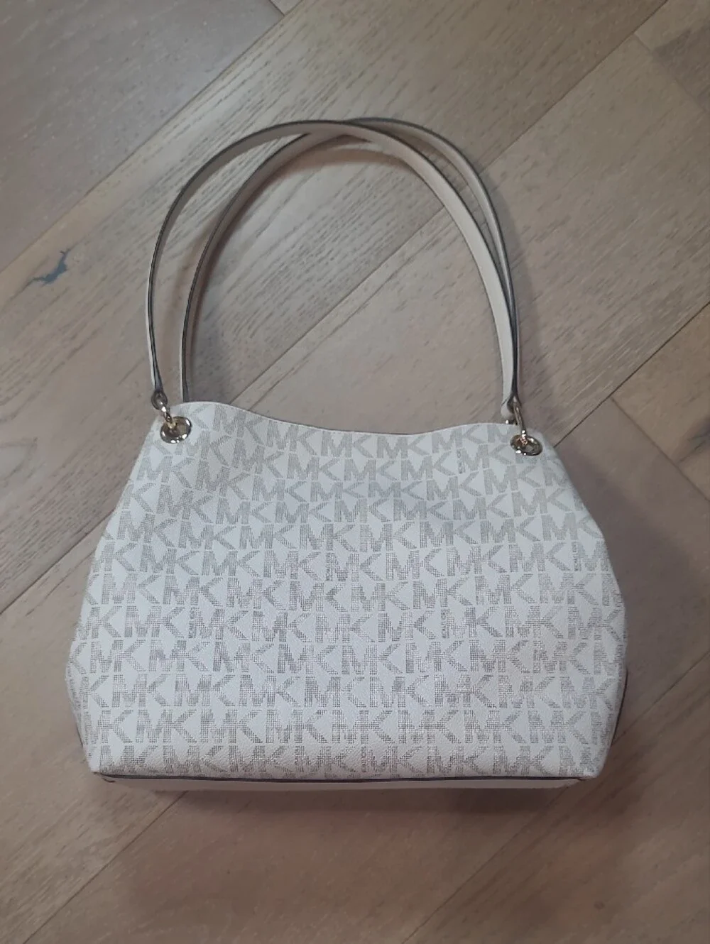 EUC Michael Kors Raven Medium Shoulder Bag Women's Cream Initial Logo Purse